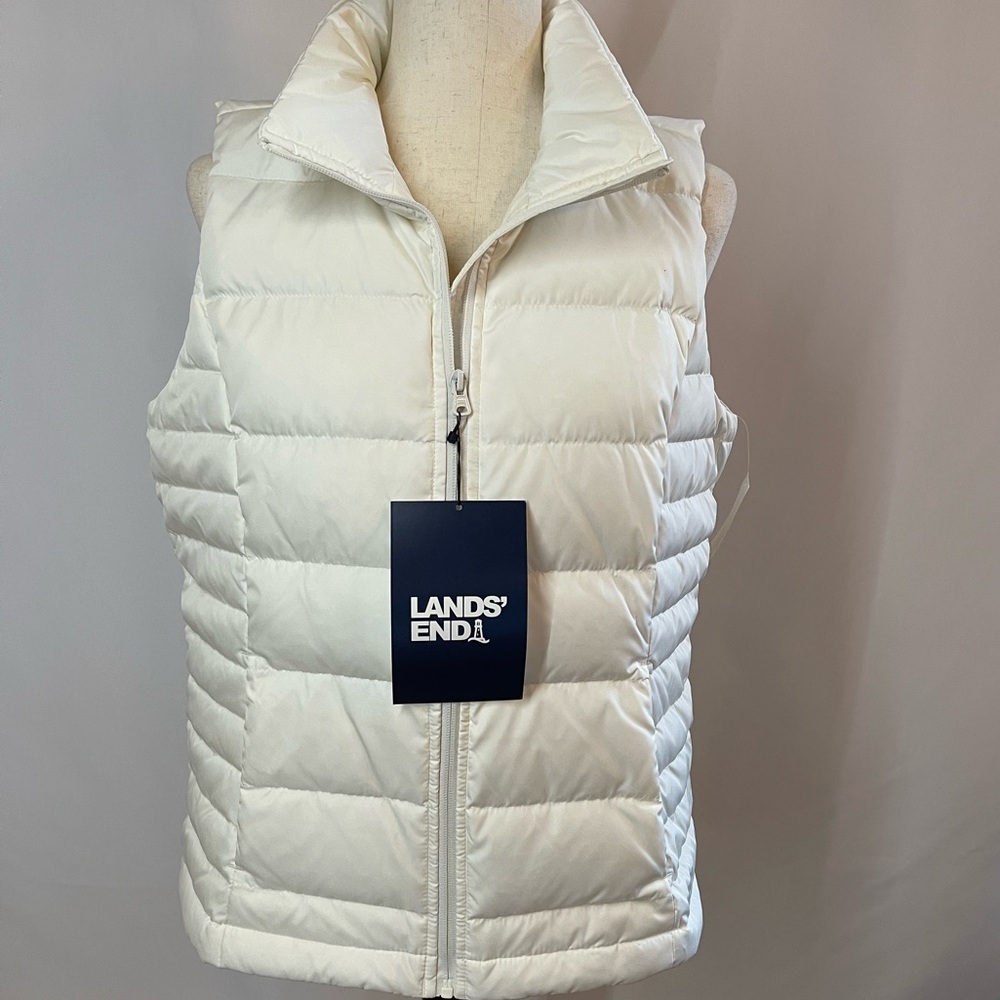 Lands' End Women's Cream White Quilted Vest NWT